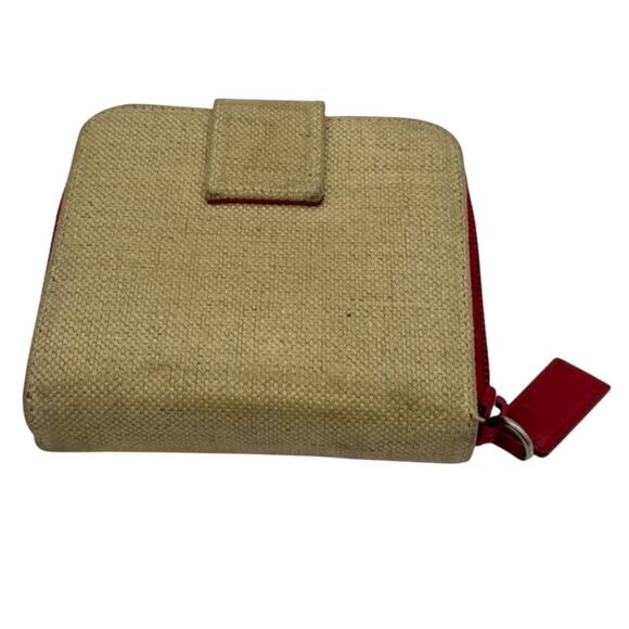Prada Two Tone Wallet Purse in Canvas and Red Leather Mint Condition - Picture 6 of 16